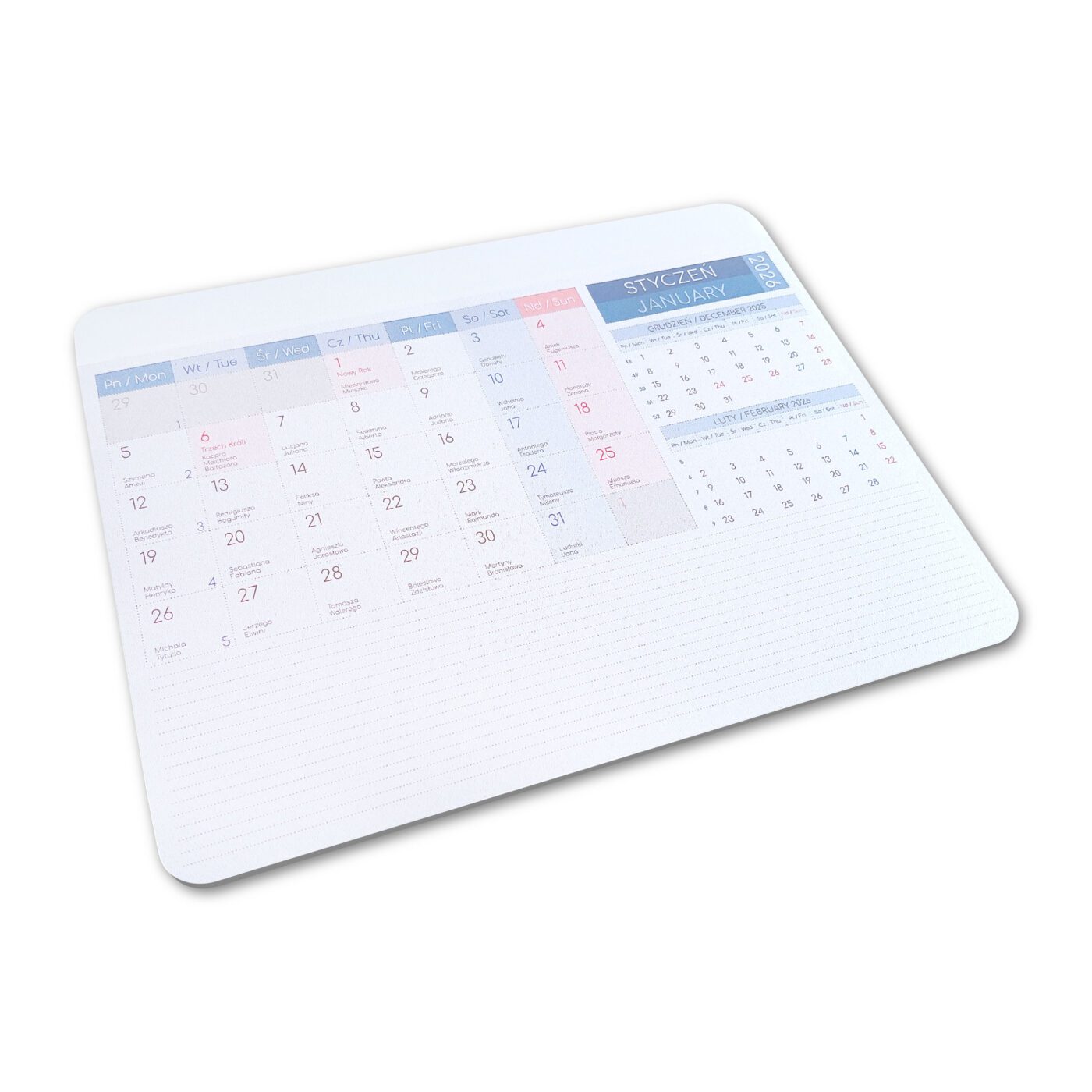 Podkładka pod mysz - kalendarz na 12 miesięcy