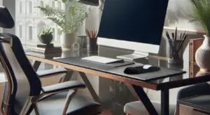 Ergonomic gel mouse pad on a modern desk
