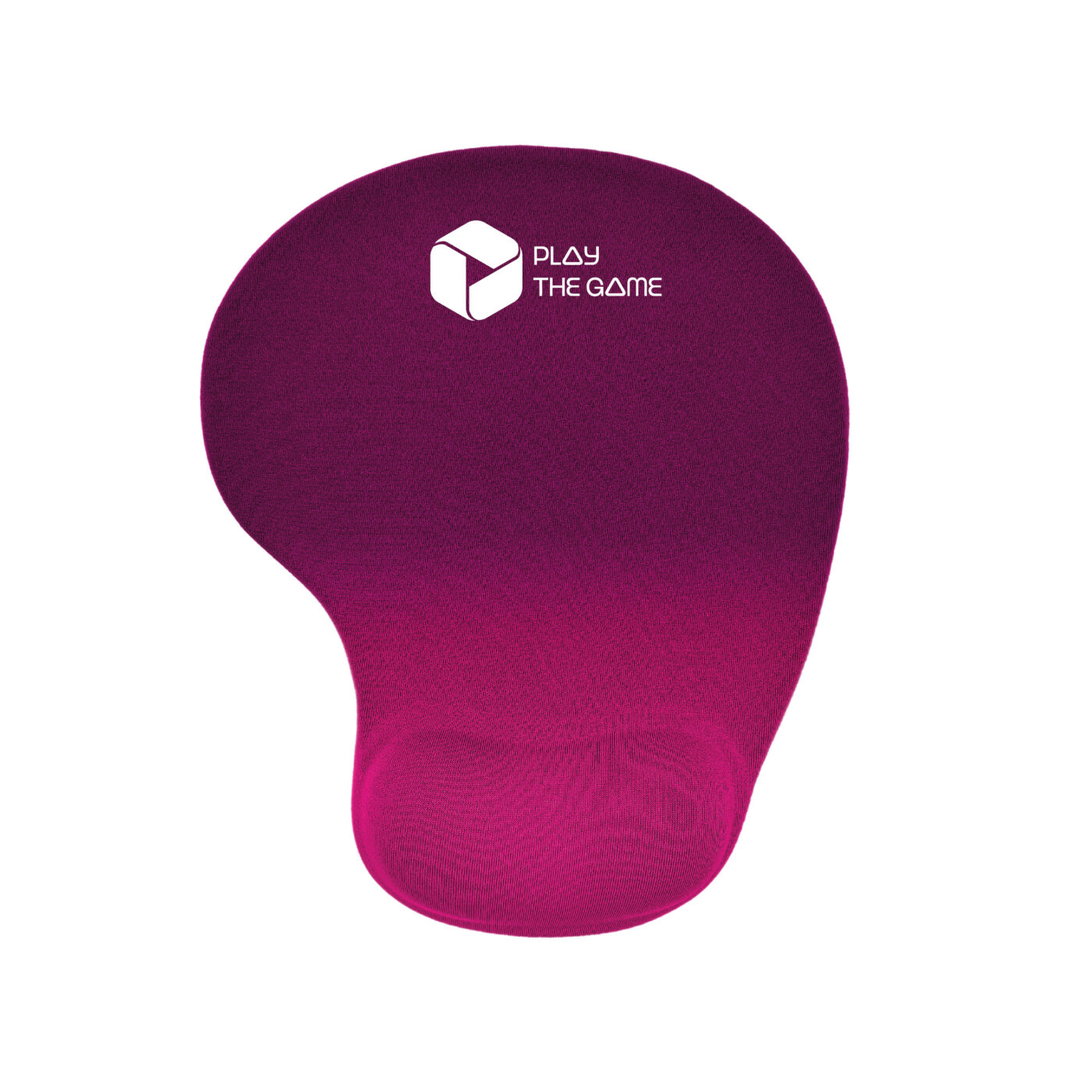 Color pink and purple. Ergonomic gel mouse pad with gradient effect and soft wrist support. Modern design, customizable print option, available from just 1 piece.