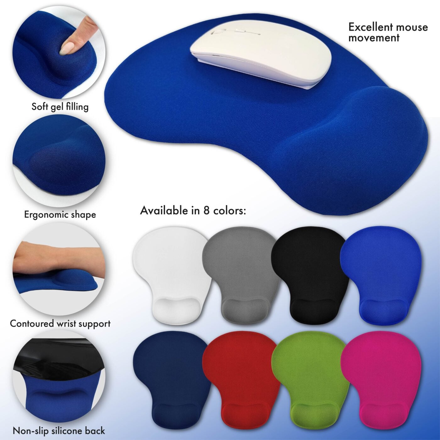 Ergonomic Gel Mouse Pad – Available in 8 Colors