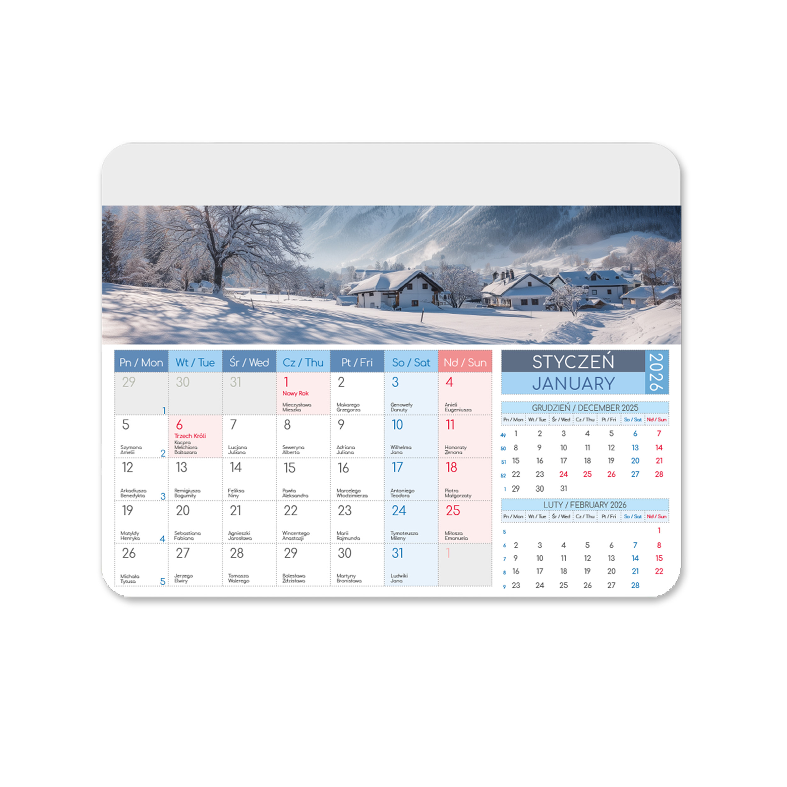 Podkładka pod mysz z kalendarzem i widokówką (K1 View)