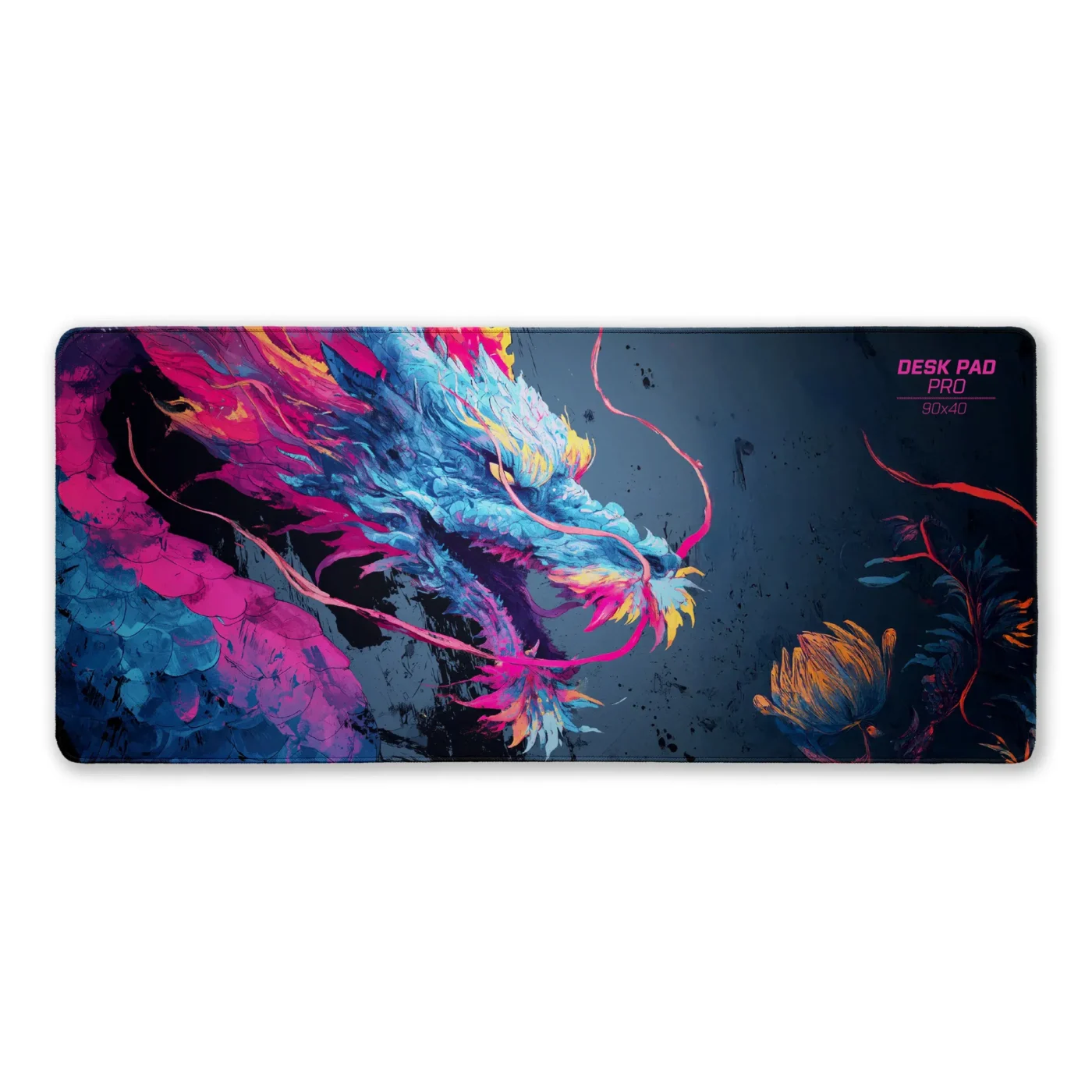 gam_XL_long_plus_90x40_dragon Large white mouse pad for keyboard and mouse with sublimation graphics and sewn edges