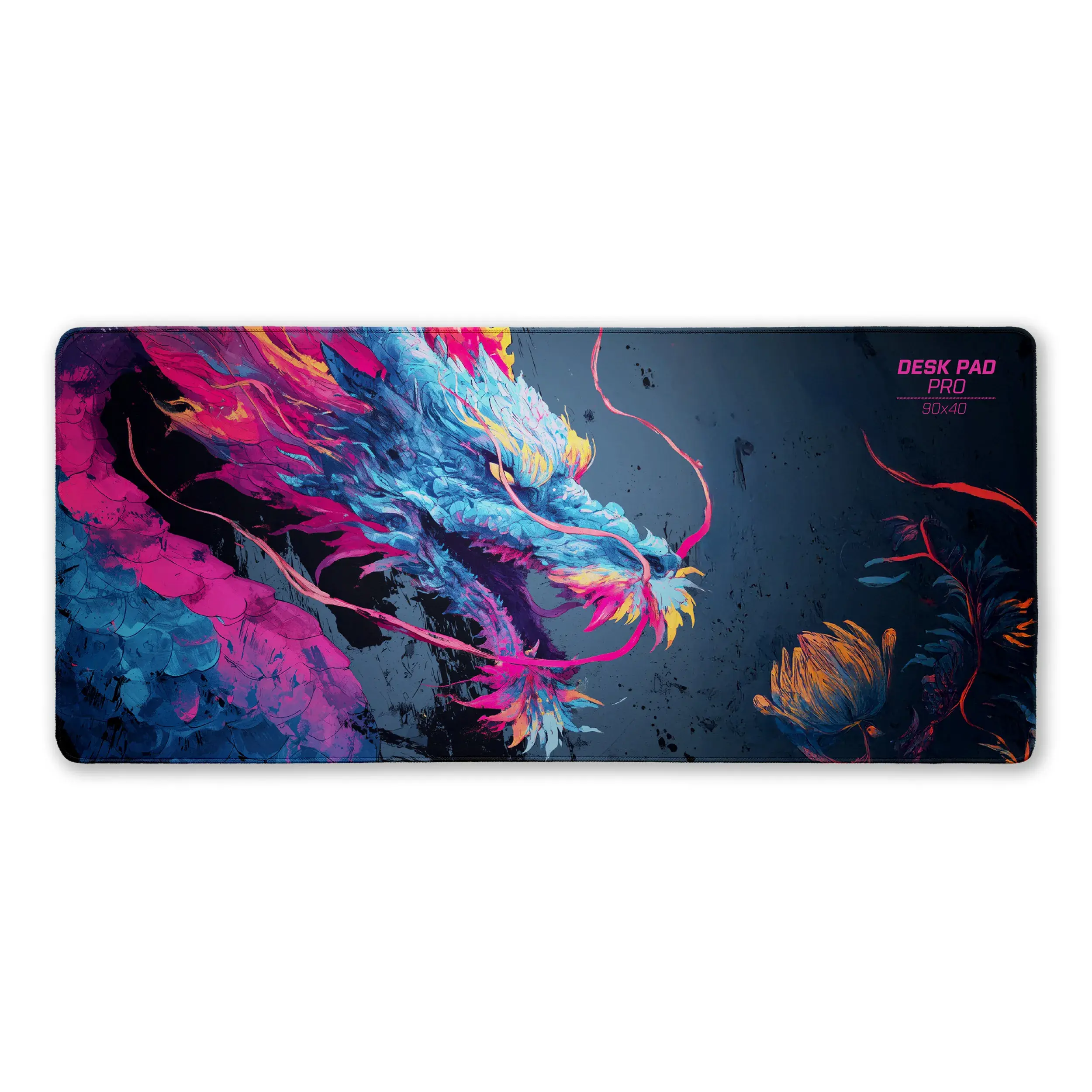 gam_XL_long_plus_90x40_dragon Large white mouse pad for keyboard and mouse with sublimation graphics and sewn edges