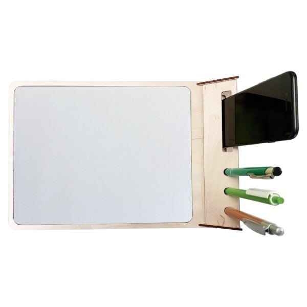 Sublimation mouse pad in wooden case with space for phone and pens /SUBPT(00)/